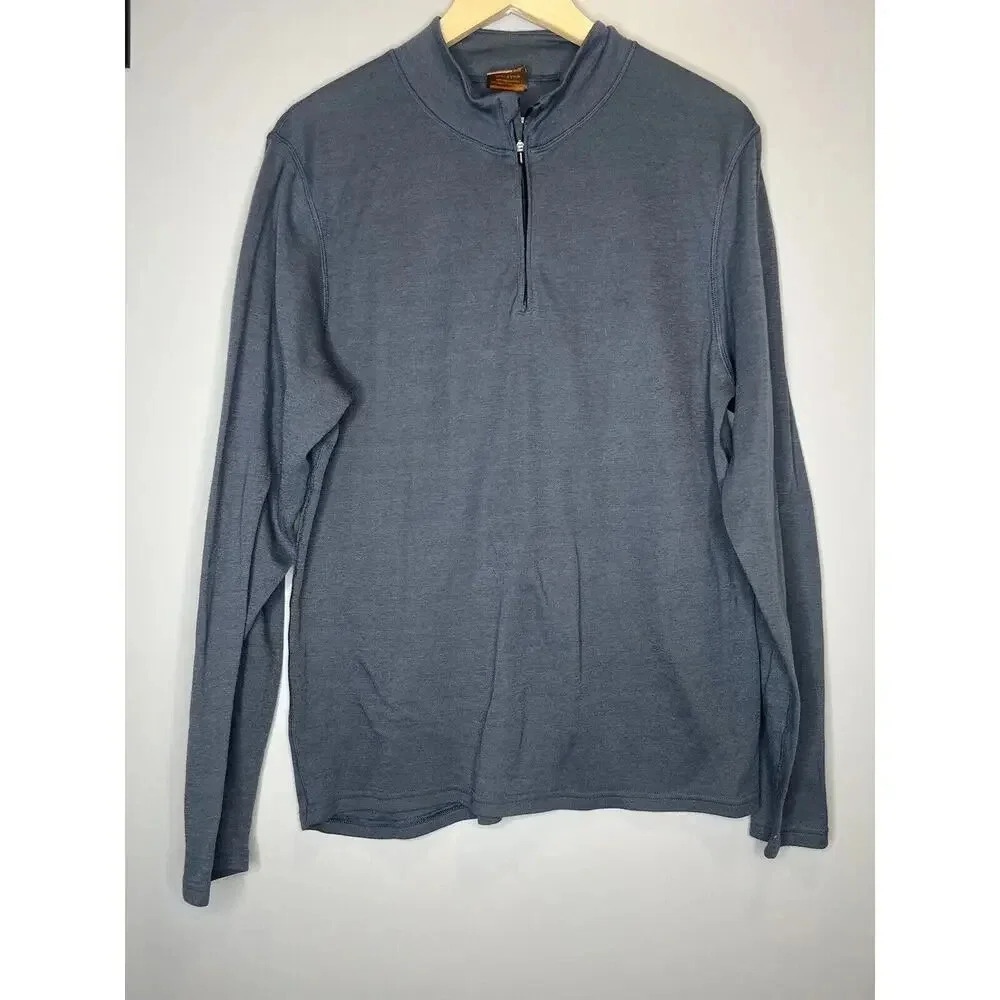 Gordini Quarter Zip Jacket Gray Blue Base Layer Merino Wool 1/4 Mens XL Shirt